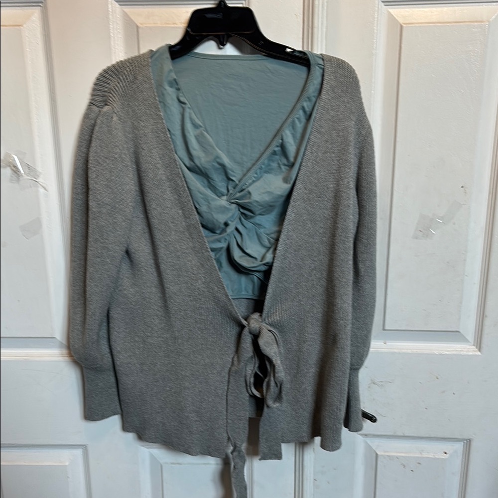 Dance Wrap Cardigan with Blue  midriff. Dance top/ bundle